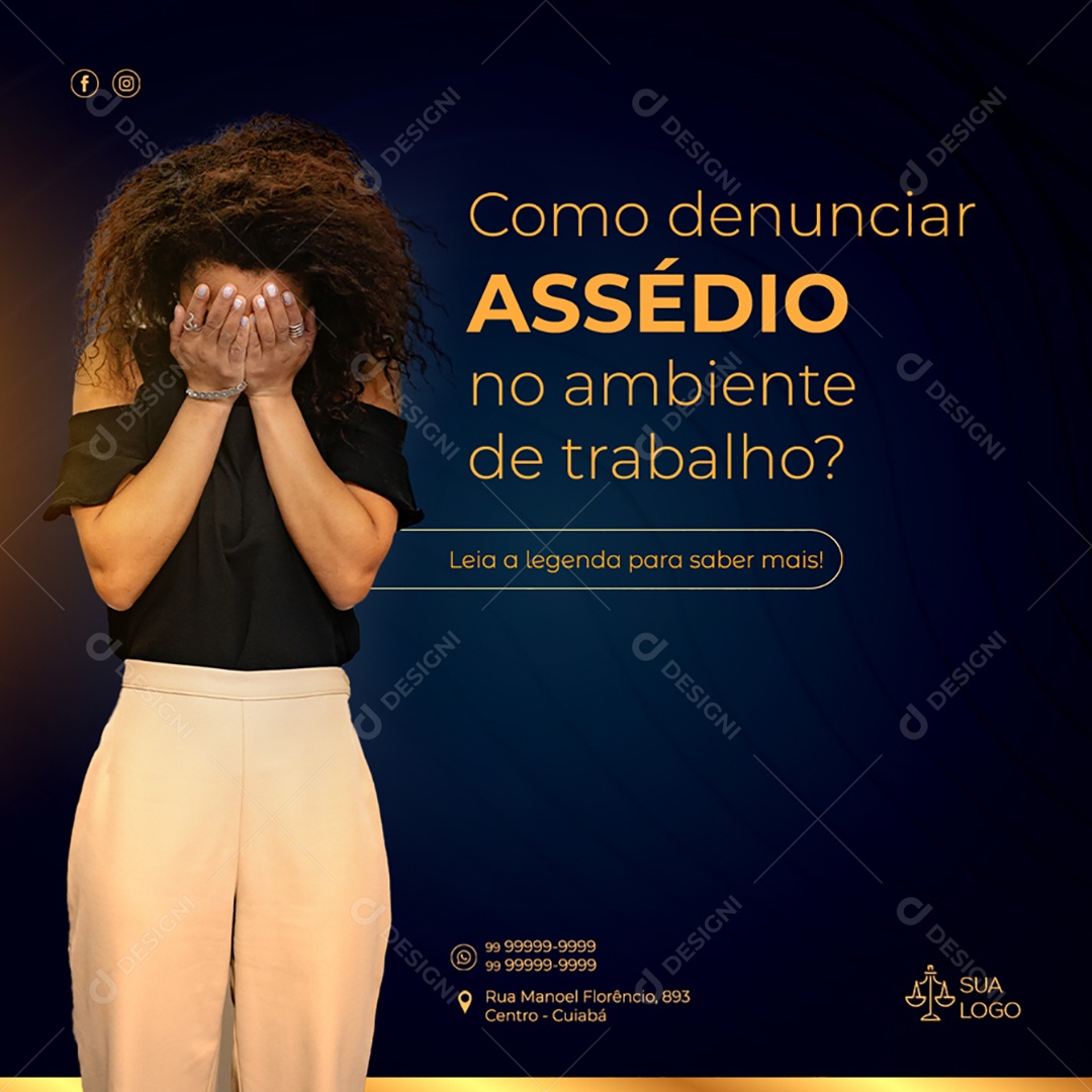 Como Denunciar Assédio no Ambiente de Trabalho? Social Media PSD Editável
