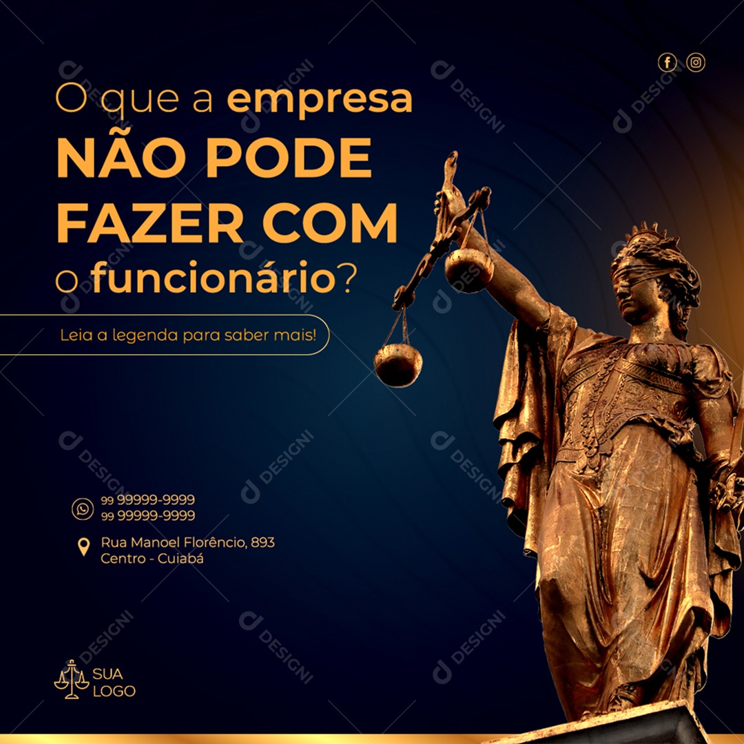 O Que a Empresa Não Pode Fazer Com o Funcionário? Social Media PSD Editável