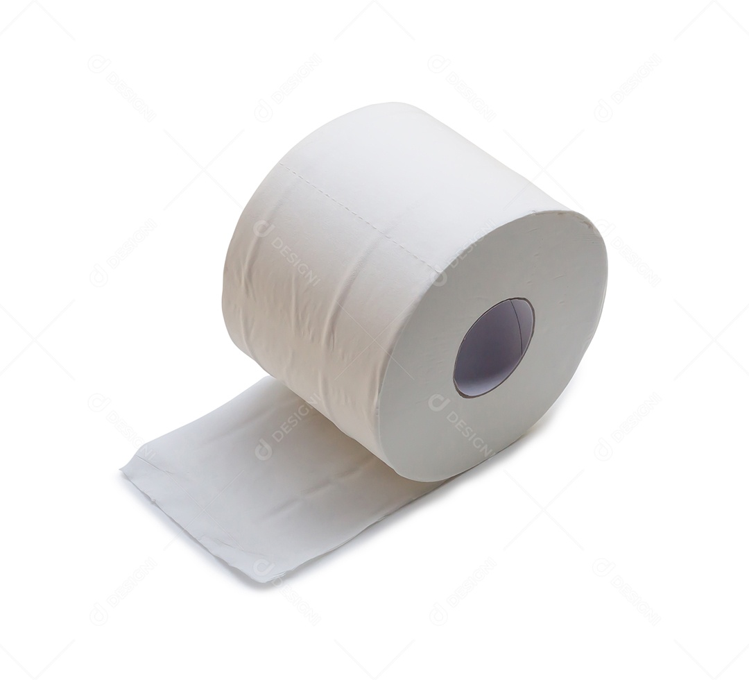 A foto aproximada de um único rolo de papel de seda branco ou guardanapo