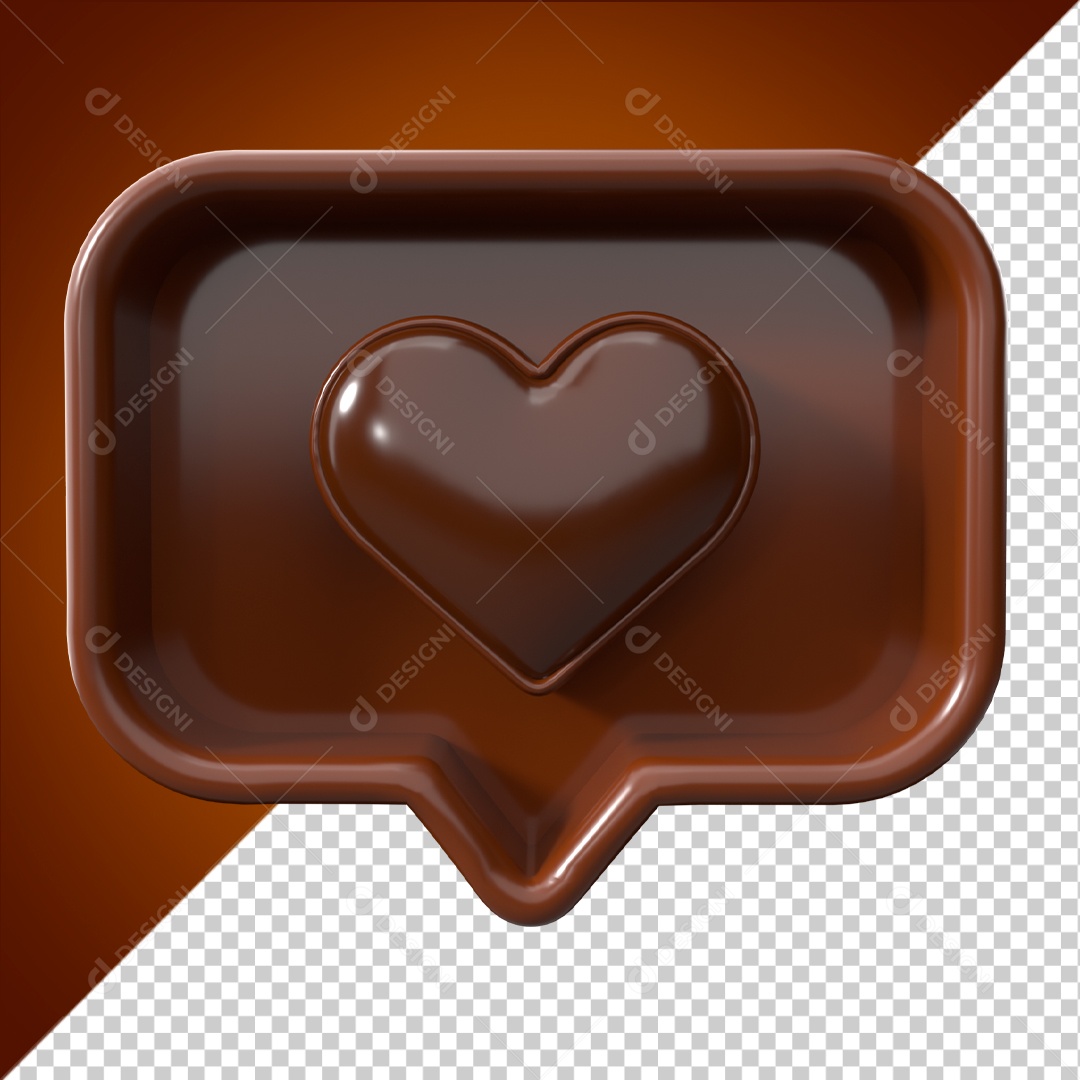 Ícone 3D Emoji Marrom Coração Marrom PSD