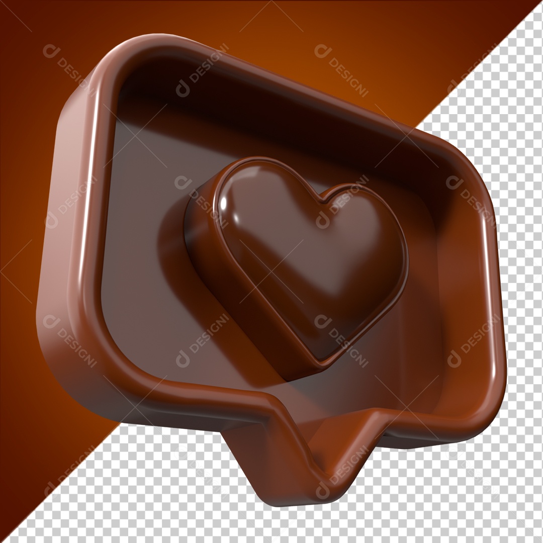 Ícone 3D Emoji Marrom Coração Marrom PSD