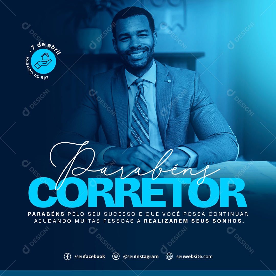 Parabéns Corretor 07 de Abril Social Media PSD Editável