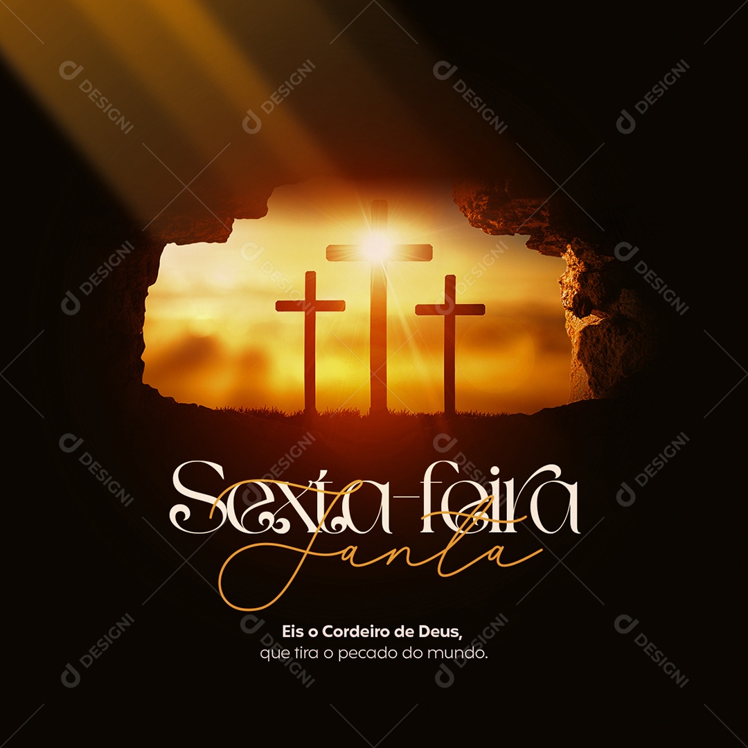 Sexta-feira Santa Eis o Cordeiro de Deus, Que Tira o Pecado do Mundo Social Media PSD Editável