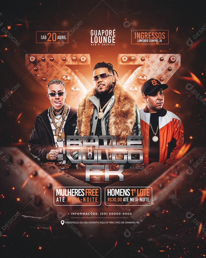 Flyer Baile Vulgo Fk Social Media PSD Editável