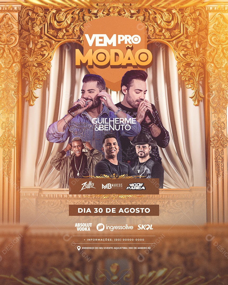 Flyer Vem Pro Modão Dia 30 de Agosto Social Media PSD Editável