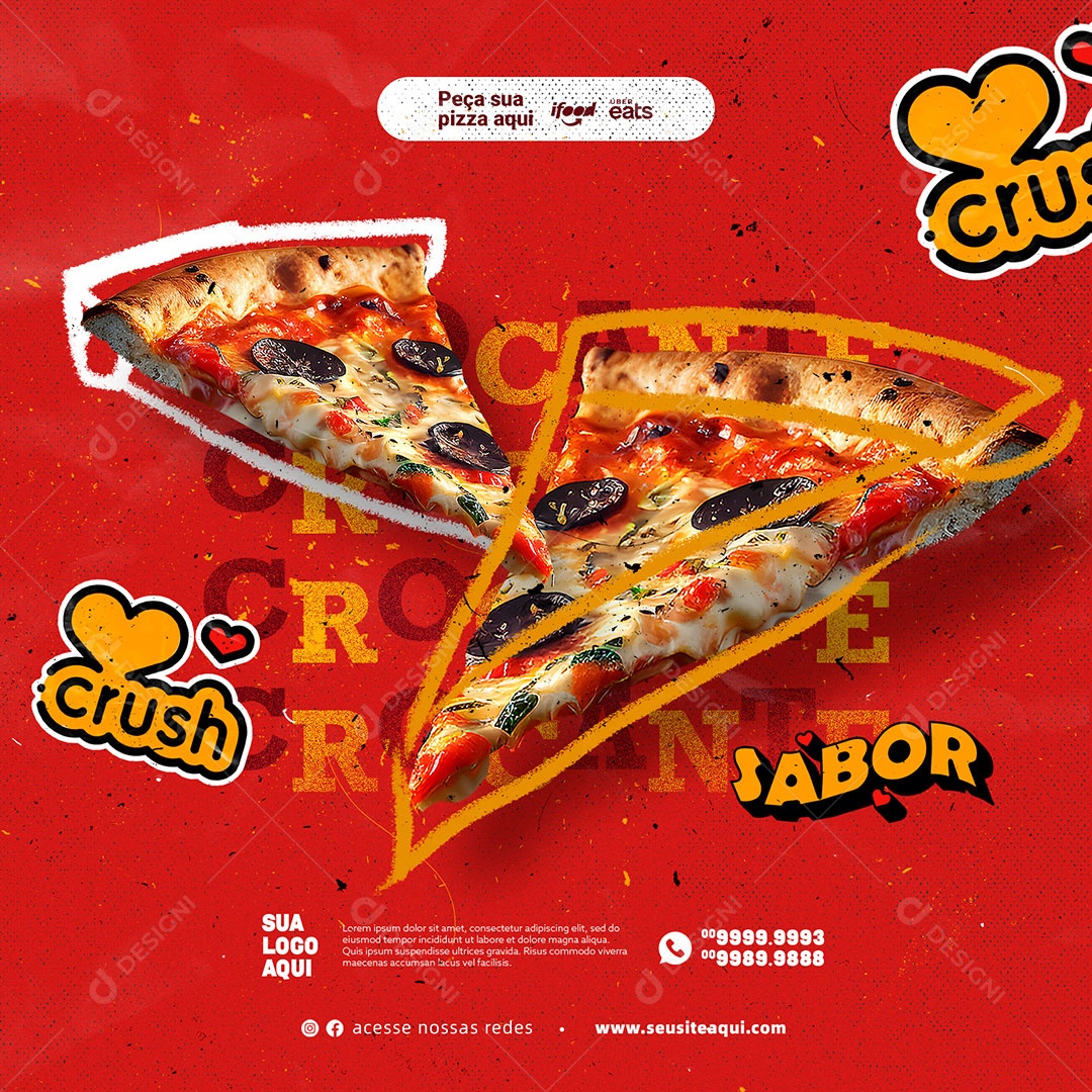 Peça Sua Pizza Aqui Pizzaria Social Media PSD Editável