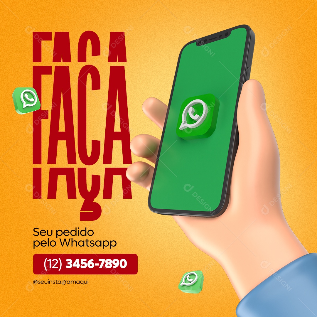 Faça Seu Pedido Pelo Whatsapp Social Media PSD Editável