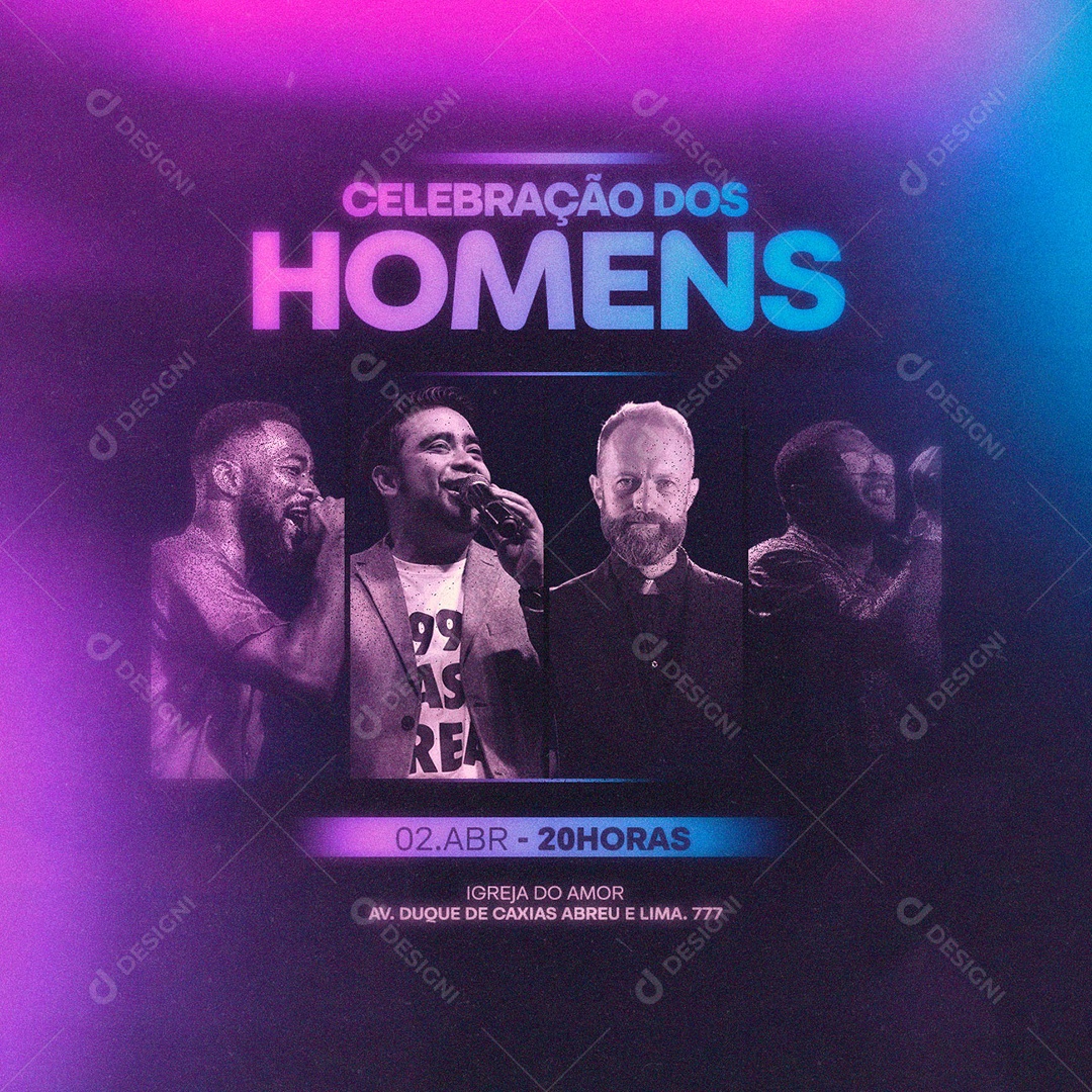 Celebração Dos Homens Igreja Do Amor Gospel Social Media PSD Editável