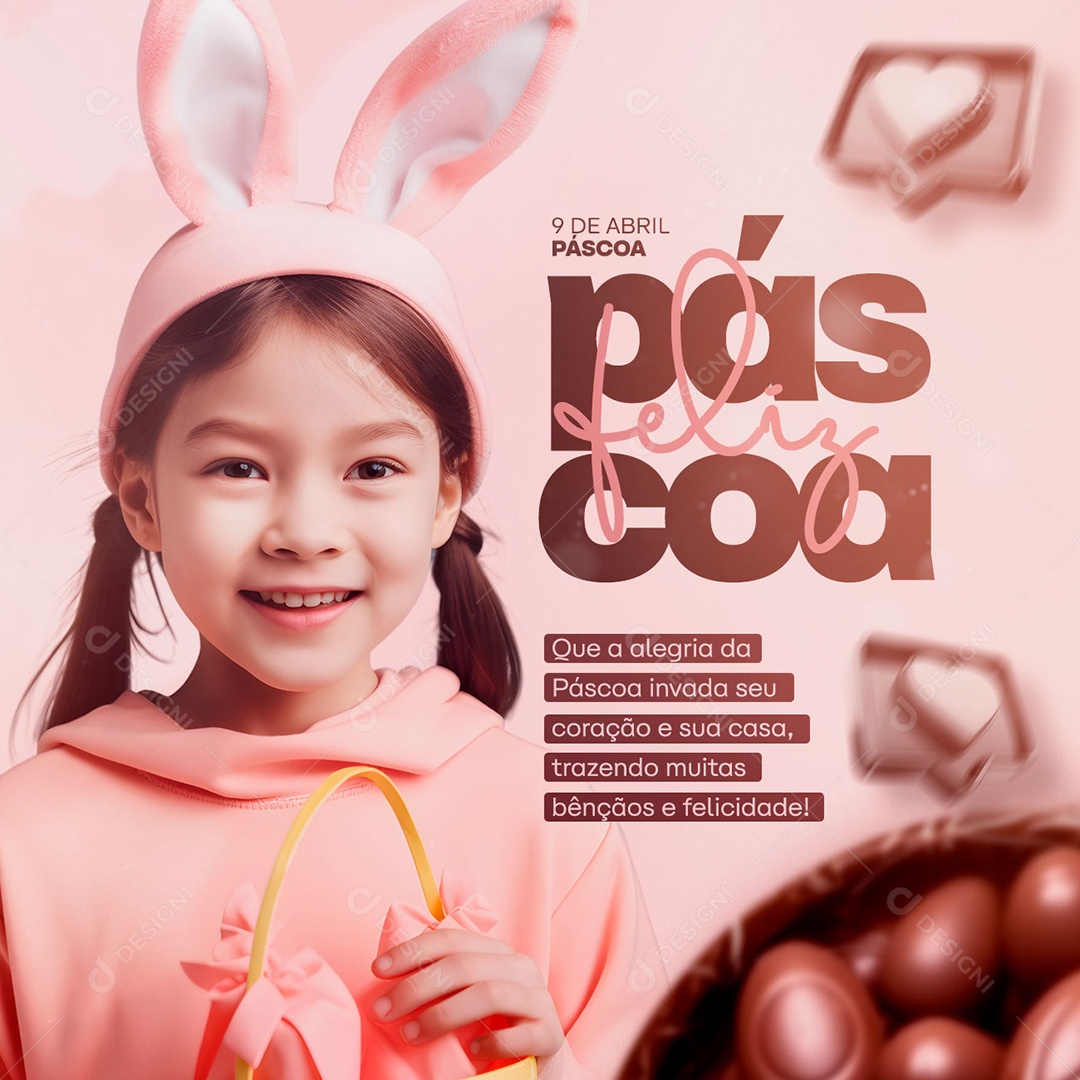 Que A Alegria Da Páscoa Invada Seu Coração Feliz Páscoa Social Media PSD Editável