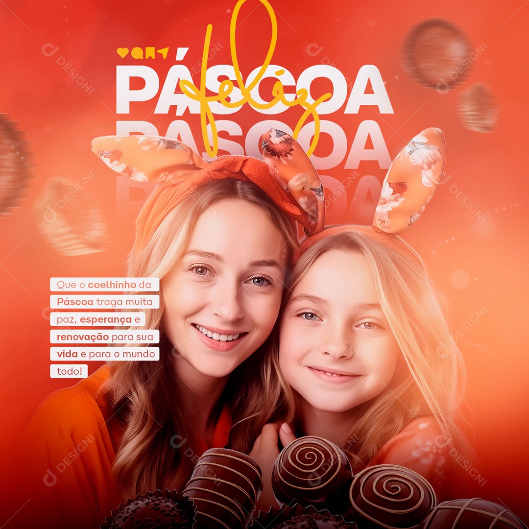 Que O Coelhinho Da Páscoa Traga Muita Paz, Esperança E Renovação Feliz Páscoa Social Media PSD Editável