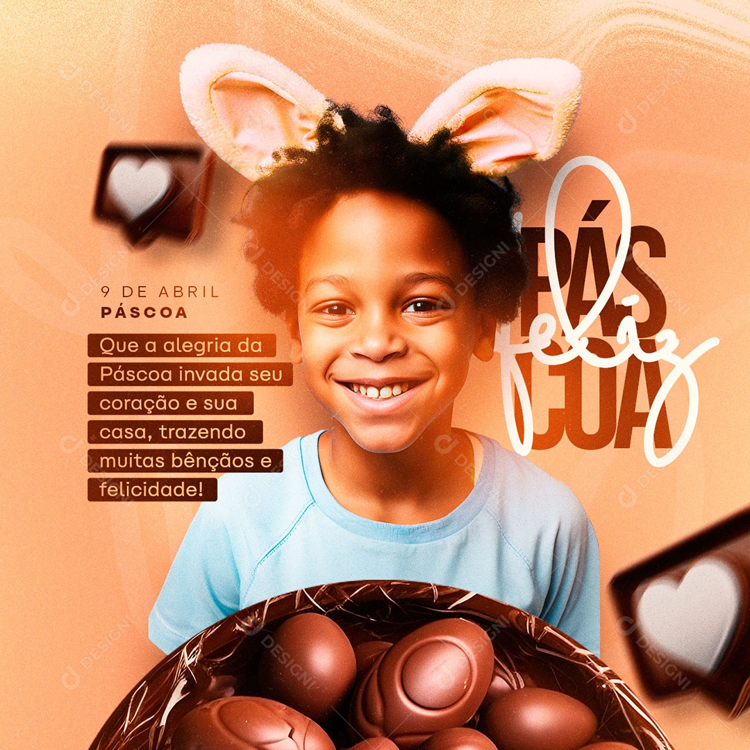 Que A Alegria Da Páscoa Invada Seu Coração Feliz Páscoa Social Media PSD Editável