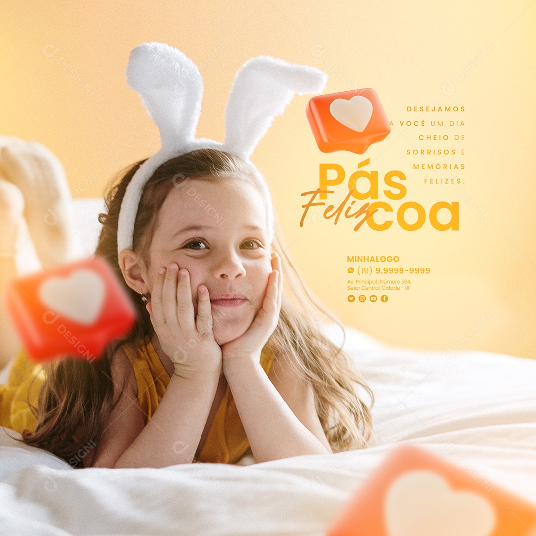 Desejamos A Você Um Dia Cheio De Sorrisos E Memórias Feliz Páscoa Social Media PSD Editável