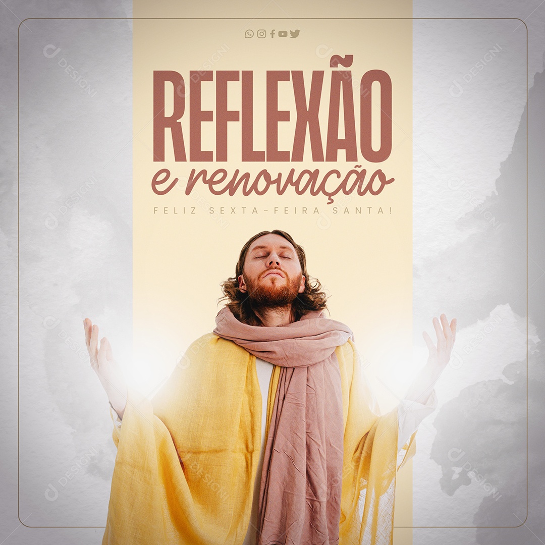 Reflexão e Renovação Feliz Sexta-feira Santa Social Media PSD Editável