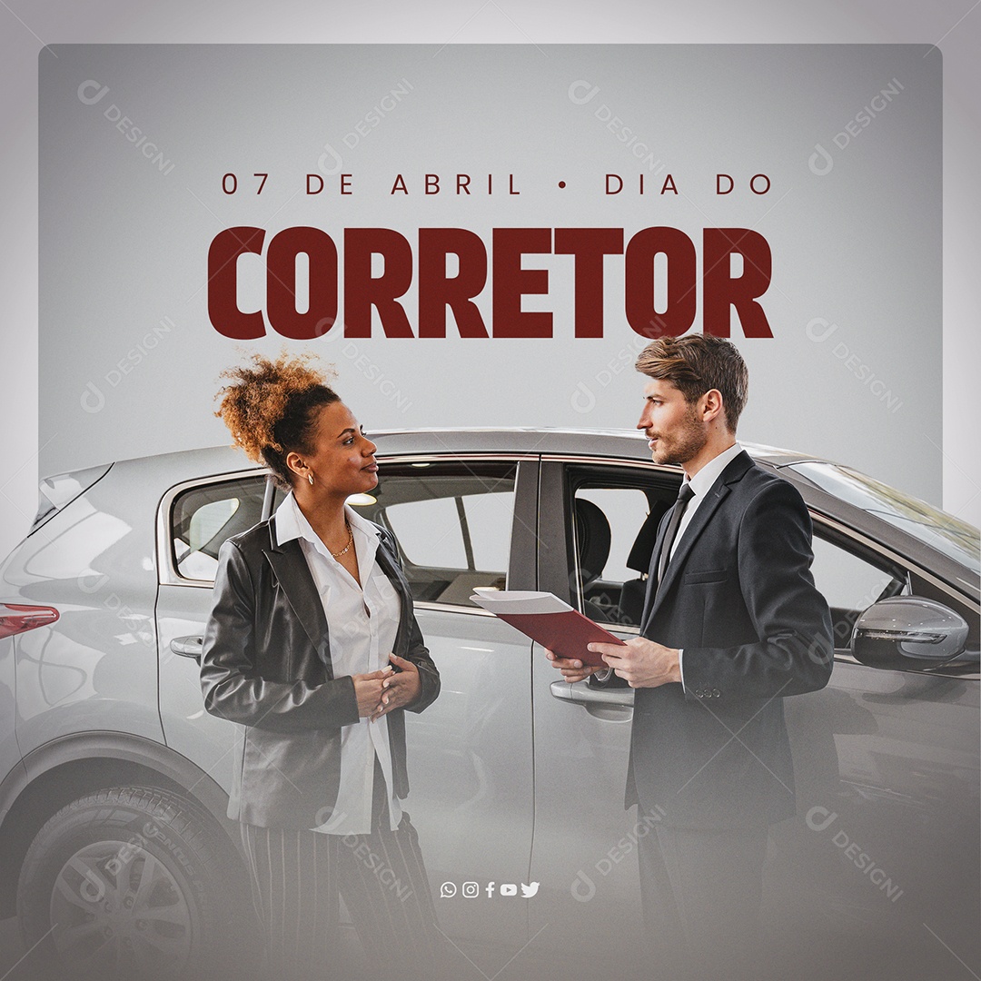 Dia do Corretor 07 de Abril Social Media PSD Editável