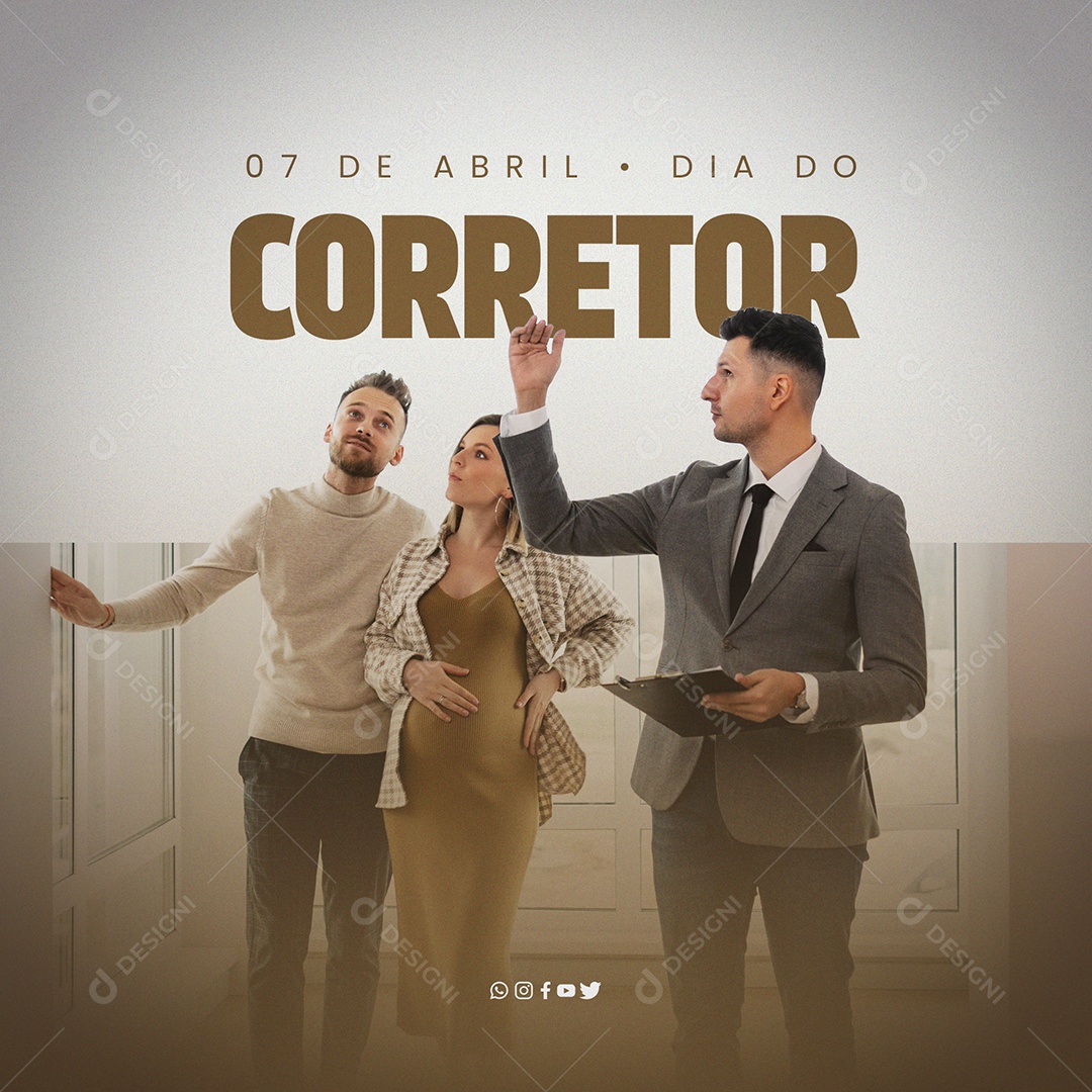 Dia do Corretor 07 de Abril Social Media PSD Editável