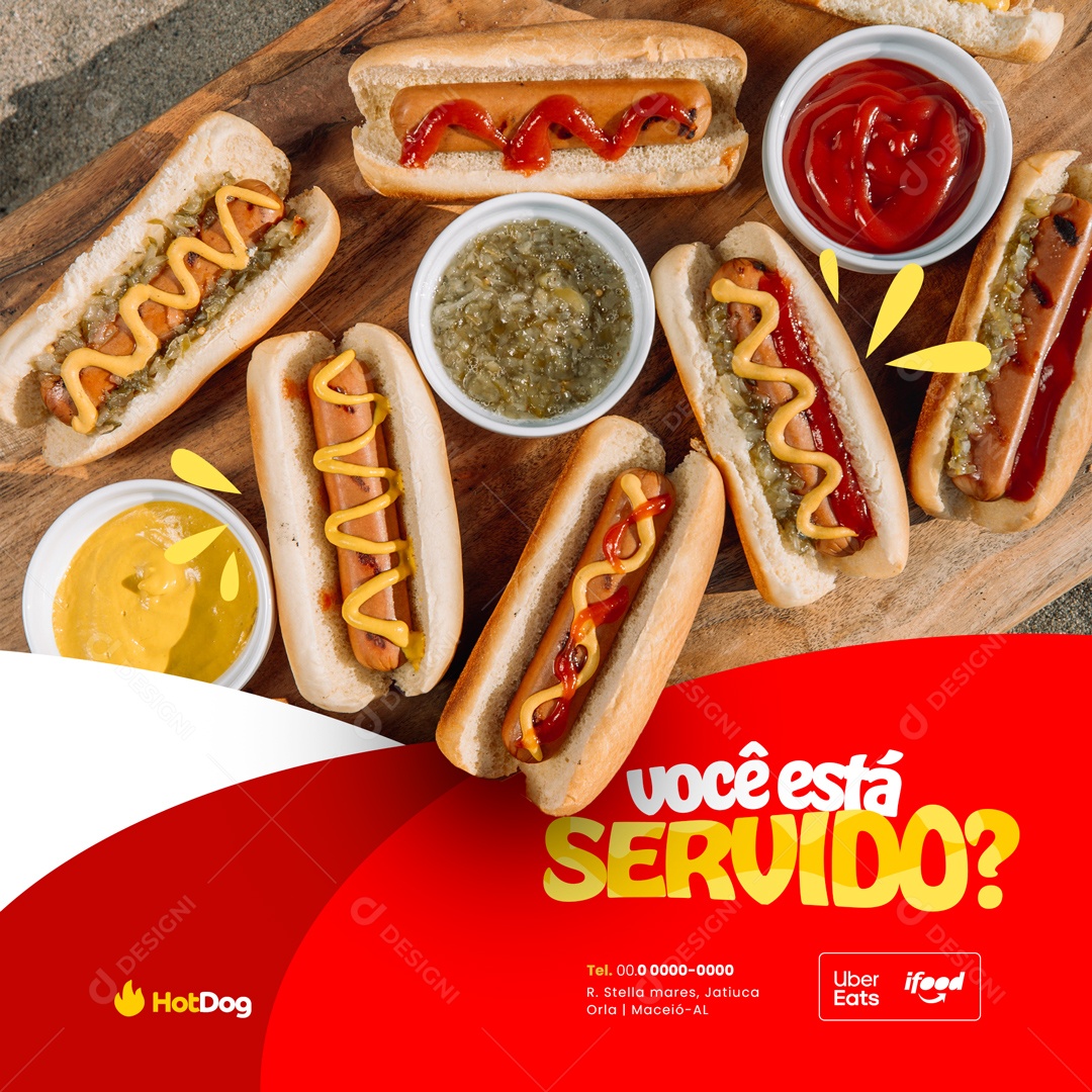 Você Está Servido? Hot Dog Social Media PSD Editável