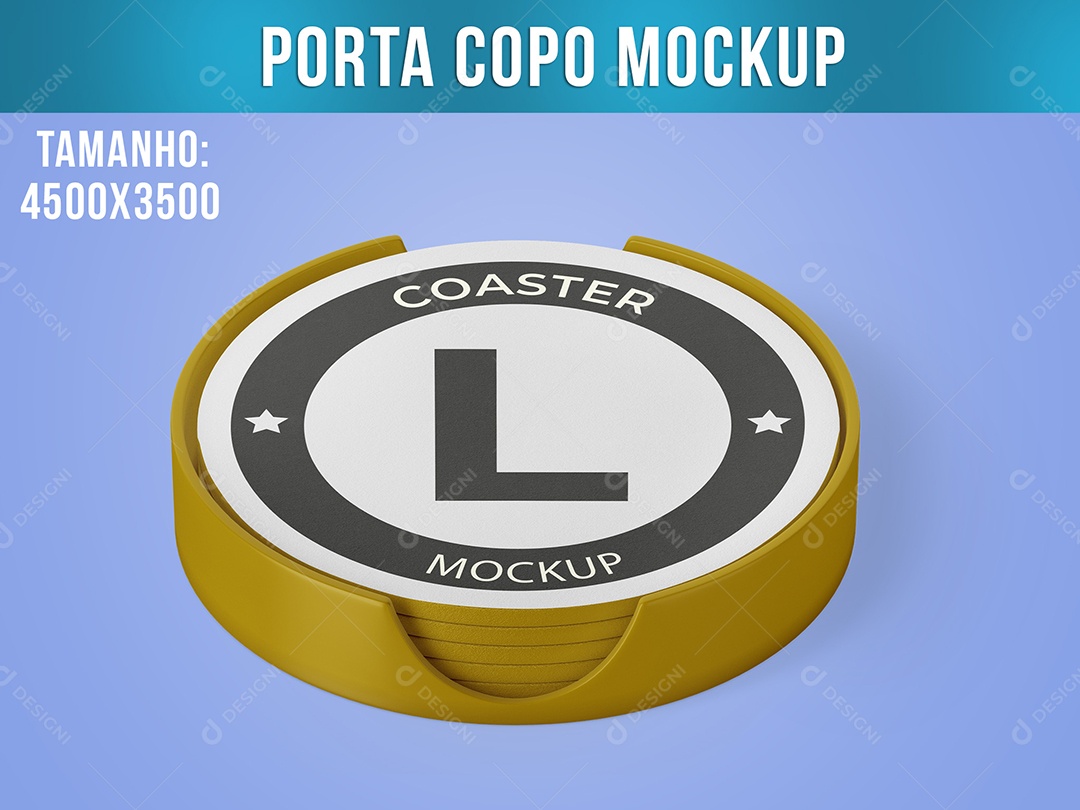 Porta Copo Mockup Sousplat Redondo Bebida Cozinha PSD Editável