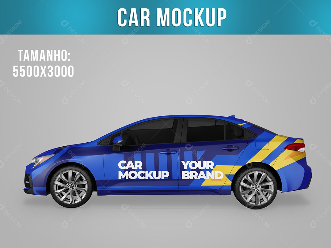 Carro Mockup Vista Lateral Veículo Transporte PSD Editável