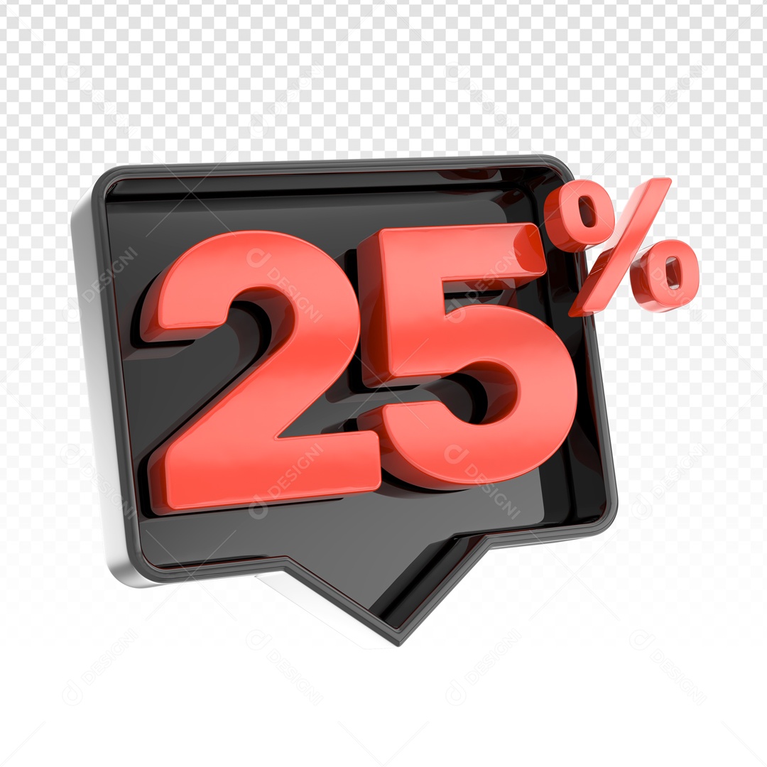Elemento 3D Numero De 25% Desconto Vermelho PSD