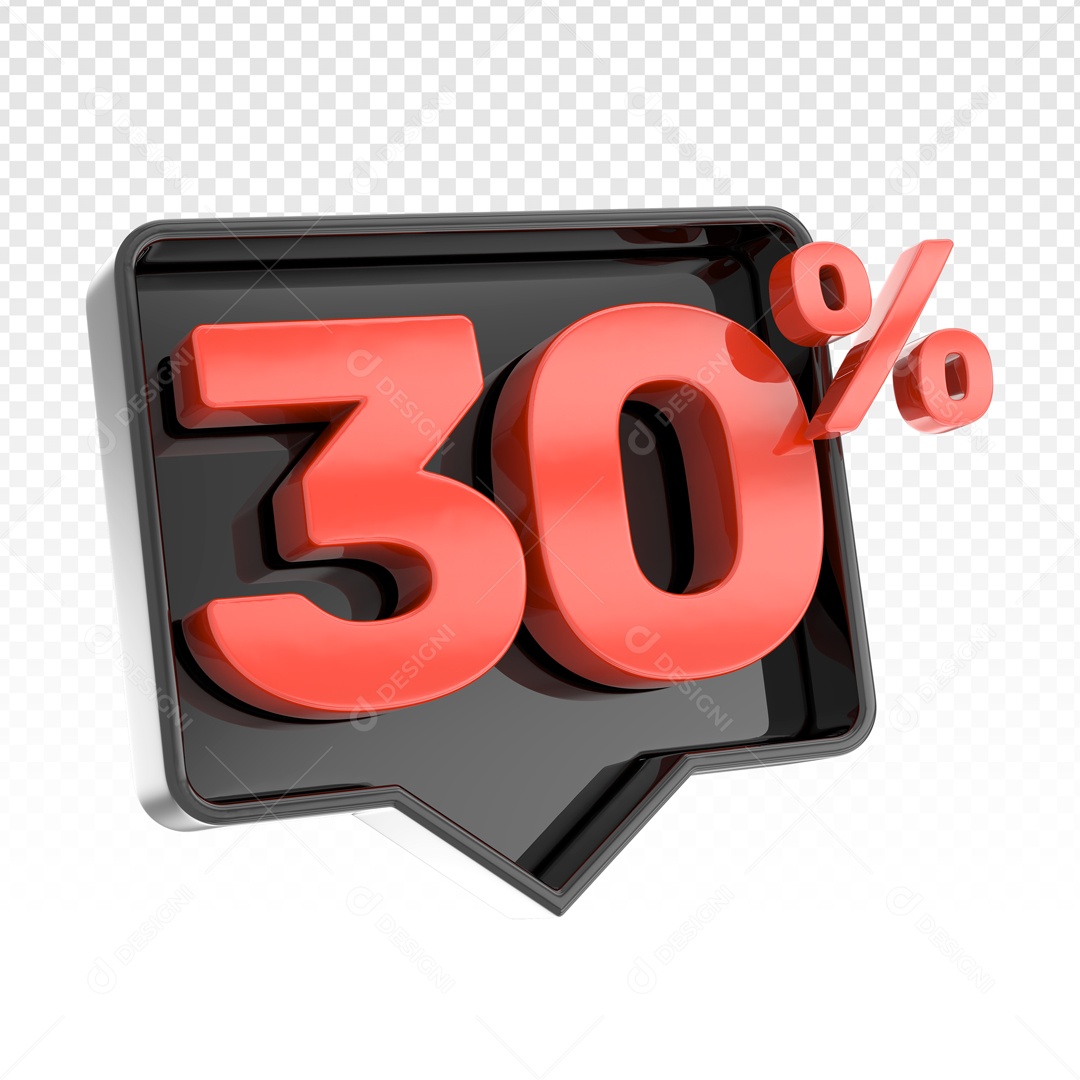 Elemento 3D Numero De 30% Desconto Vermelho PSD