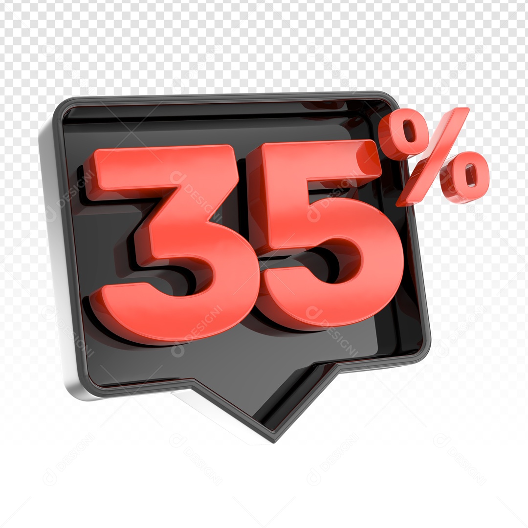 Elemento 3D Numero De 35% Desconto Vermelho PSD