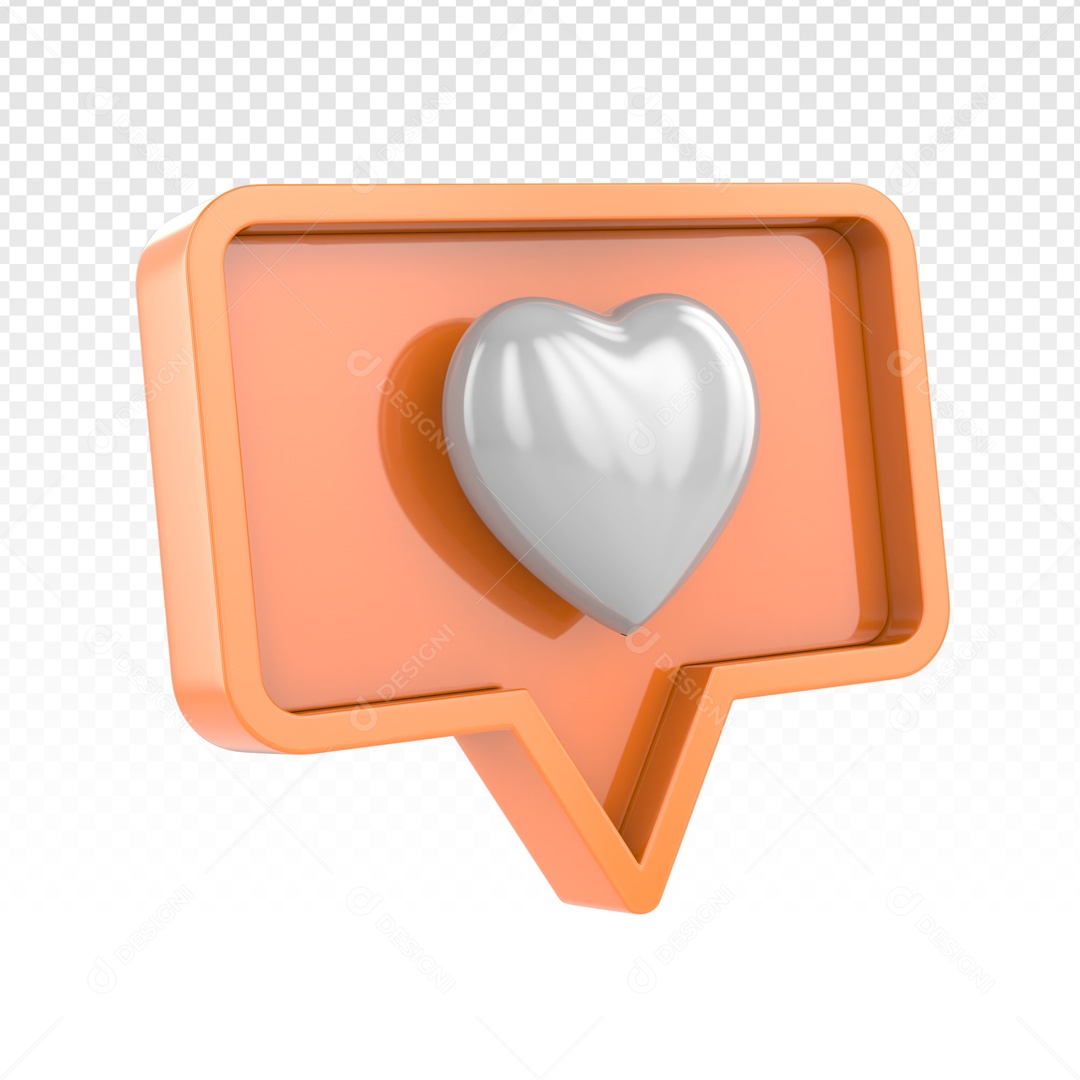 Emoji Rosa De Coração Prata Elemento 3D PSD