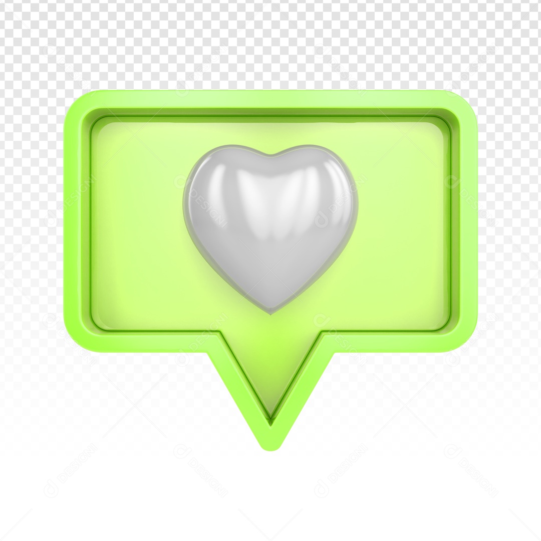 Emoji Amarelo De Coração Prata Elemento 3D PSD