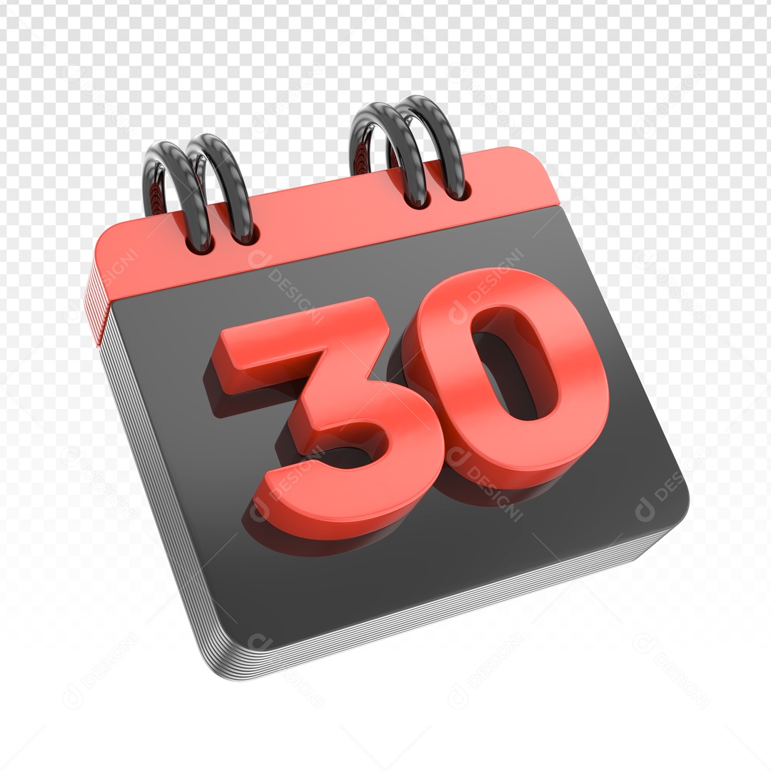 Elemento 3D Calendario Dia 30 Vermelho PSD