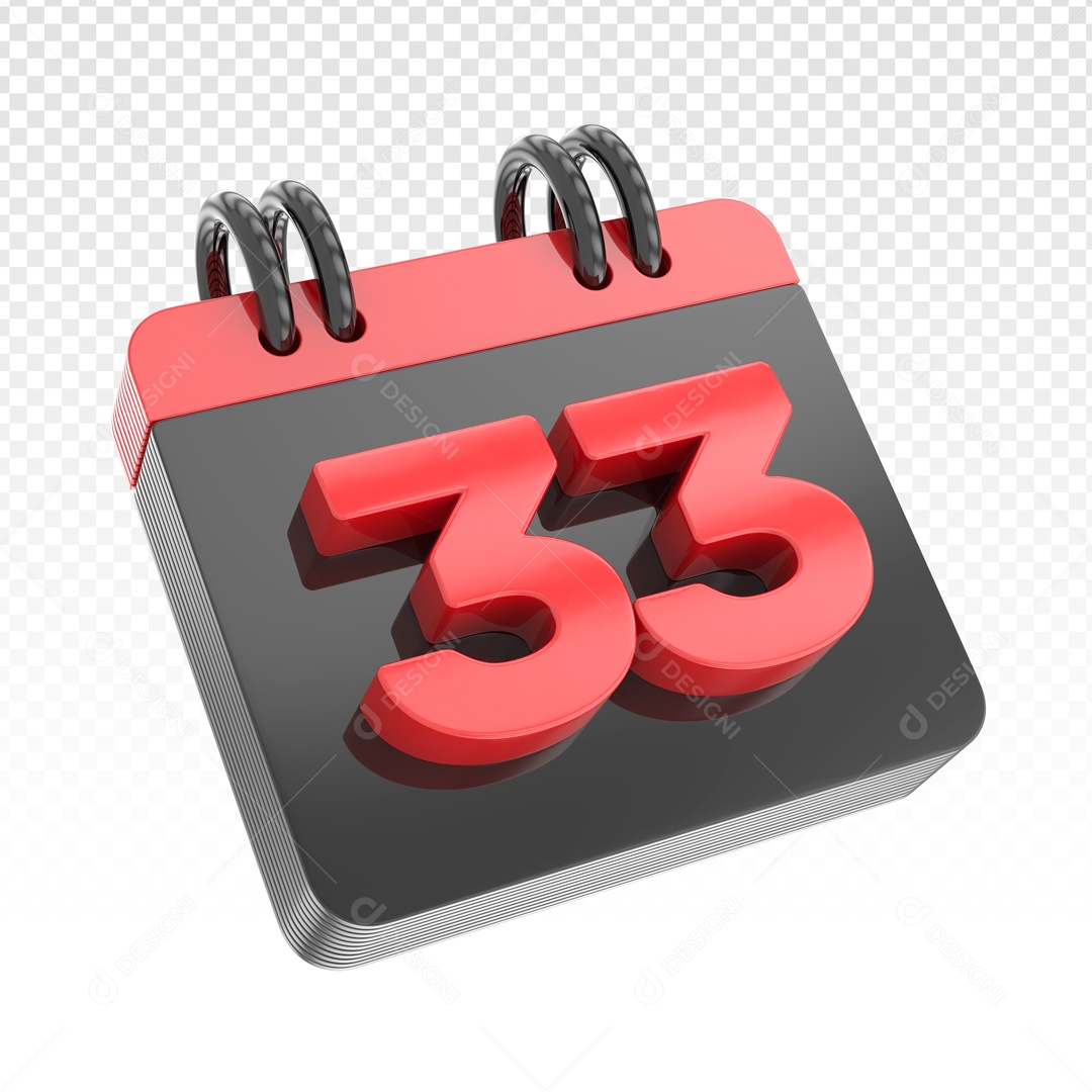 Elemento 3D Calendario Dia 33 Vermelho PSD