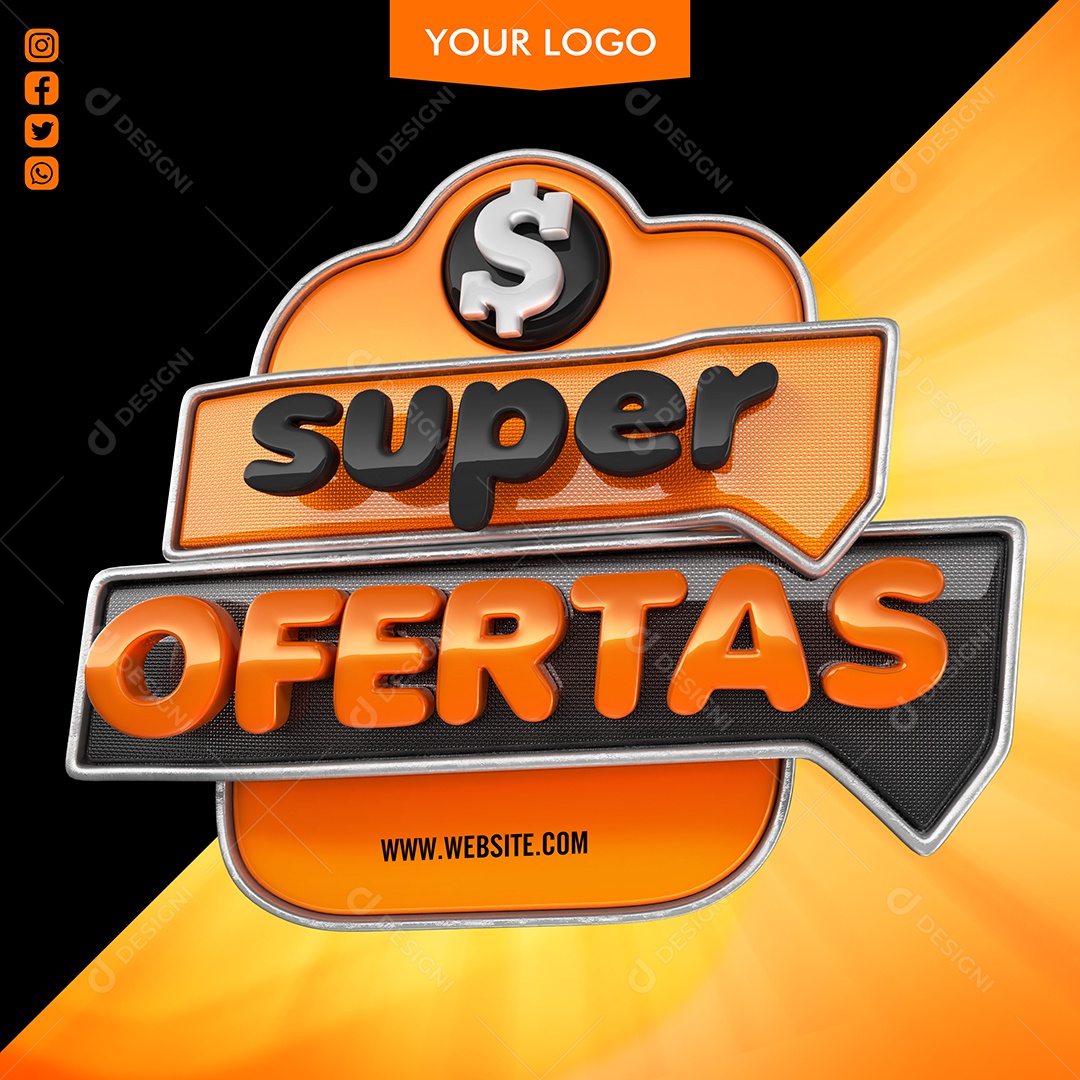 Super Ofertas Selo 3D Para Composição PSD