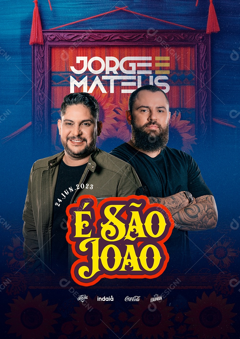É São João Flyer Jorge E Mateus Social Media PSD Editável