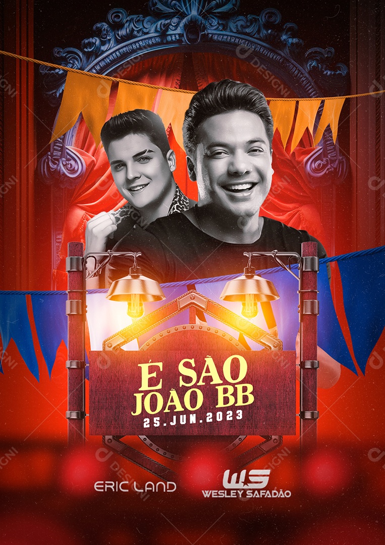 É São João Bb Flyer Eric Land Wesley Safadão Social Media PSD Editável