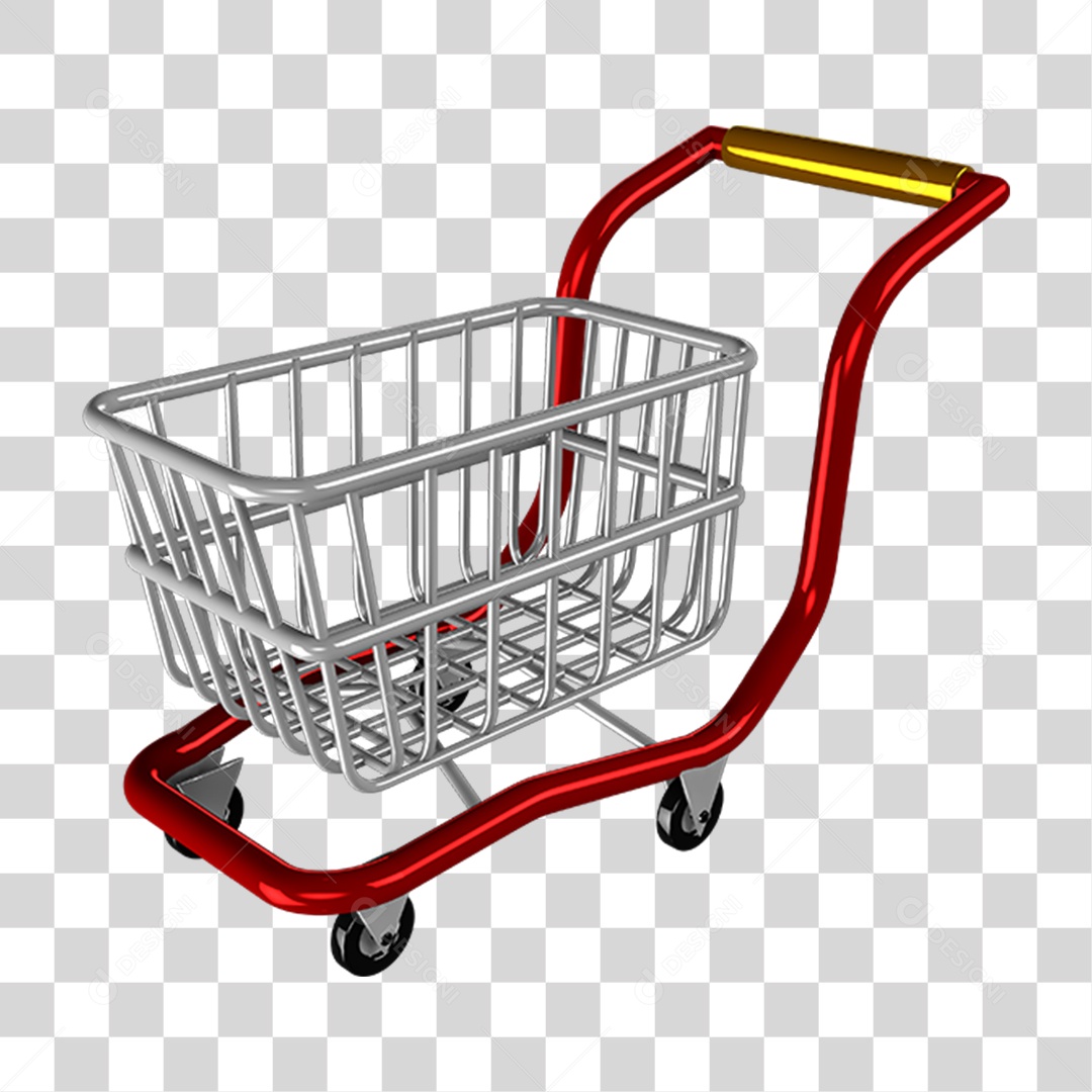 Elemento 3D Carrinho de Supermercado PNG Transparente
