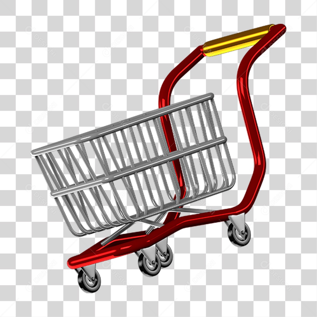 Elemento 3D Carrinho de Supermercado PNG Transparente