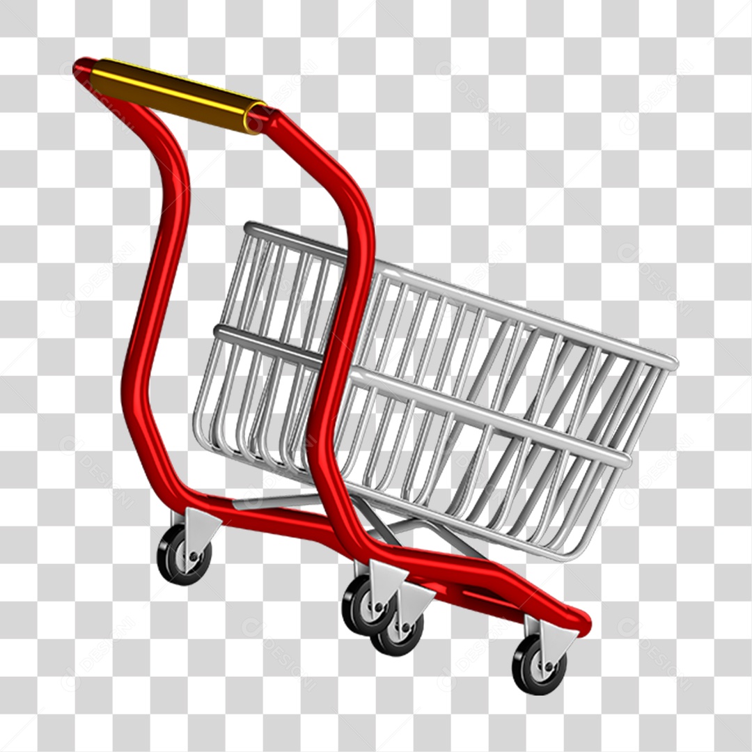 Elemento 3D Carrinho de Supermercado PNG Transparente
