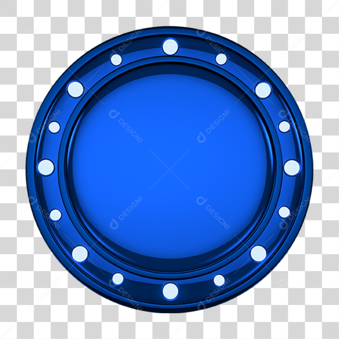 Elemento 3D Placa Redonda Azul PNG Transparente