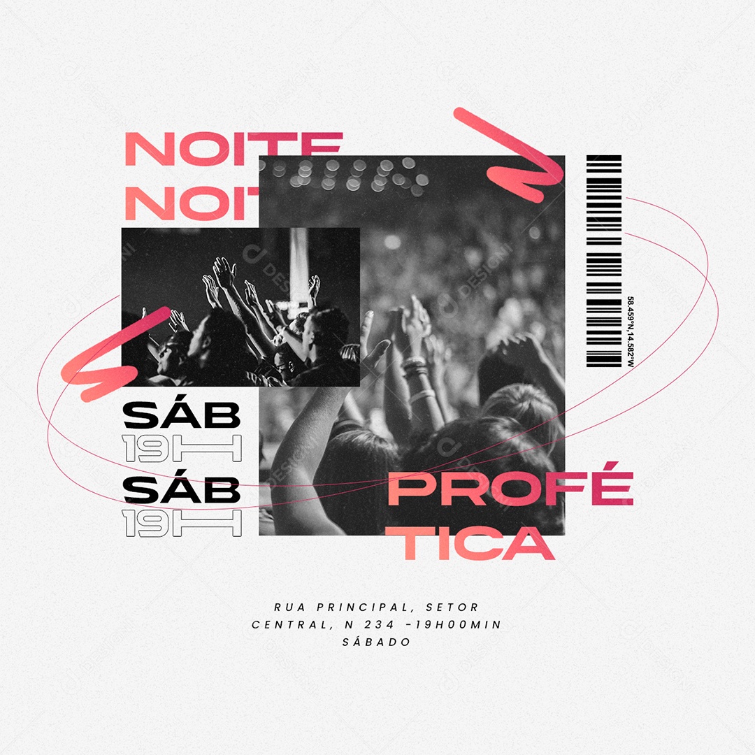 Noite Profética Sábado Gospel Social Media PSD Editável