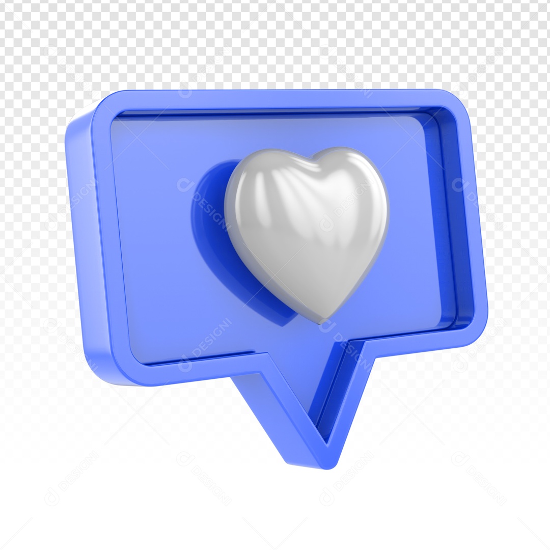 Emoji Azul Escuro De Coração Prata Elemento 3D PSD
