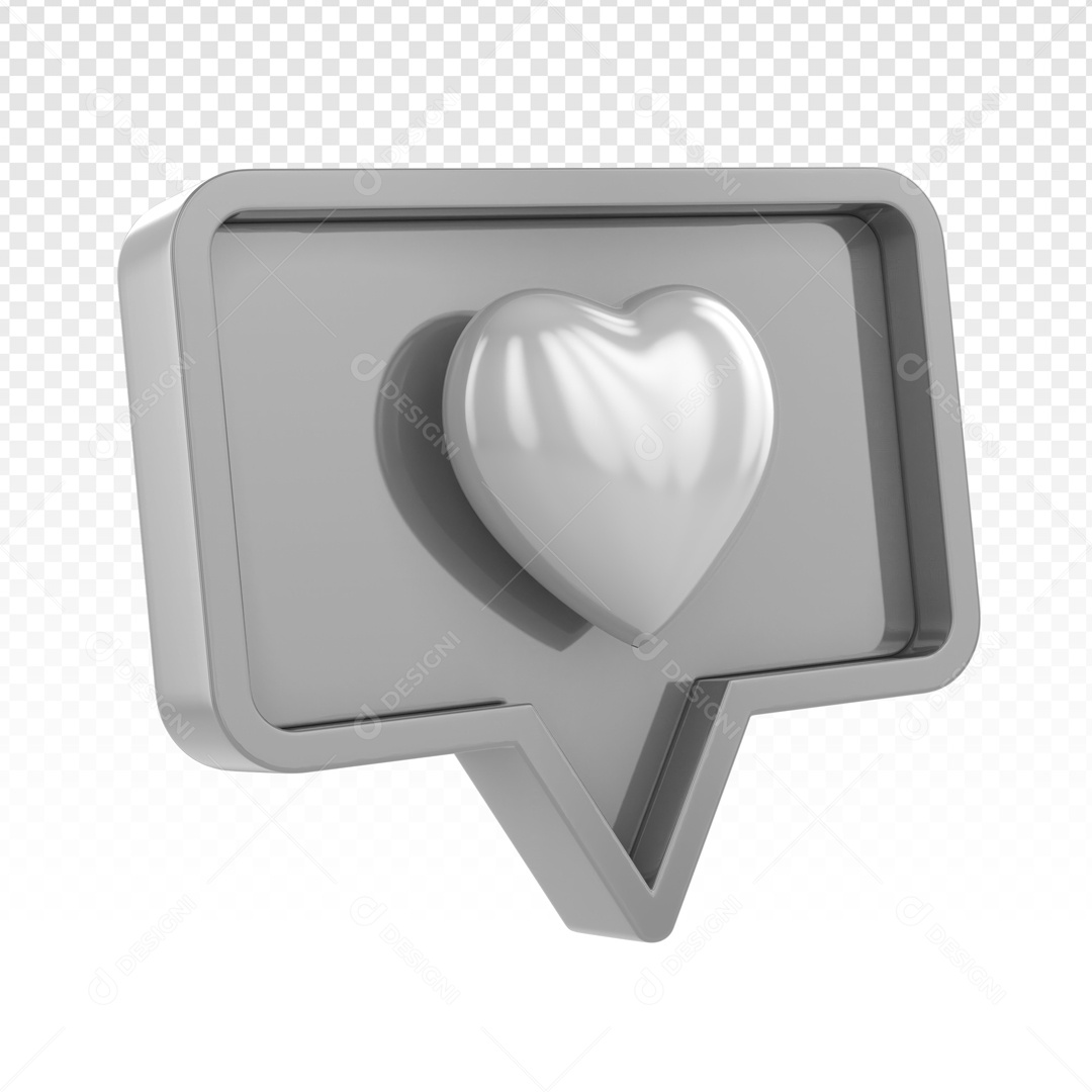 Emoji Cinza De Coração Prata Elemento 3D PSD