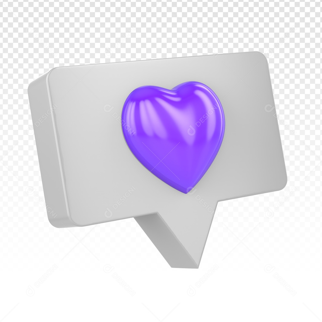 Emoji Cinza De Coração Roxo Elemento 3D PSD