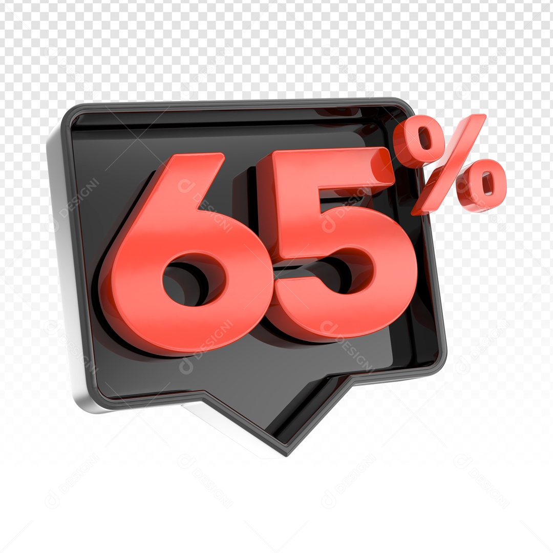 Elemento 3D Numero De 65% Desconto Vermelho PSD
