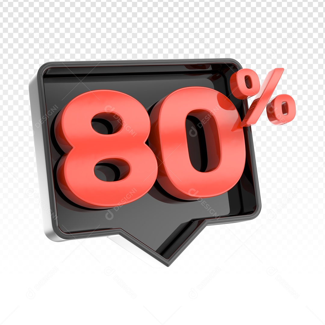 Elemento 3D Numero De 80% Desconto Vermelho PSD