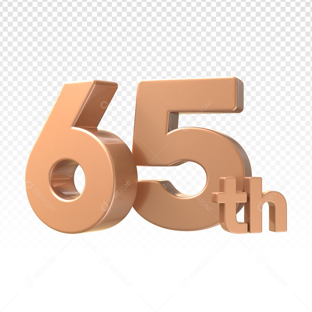 Numero 3D 65th Aniversario Para Composição PSD