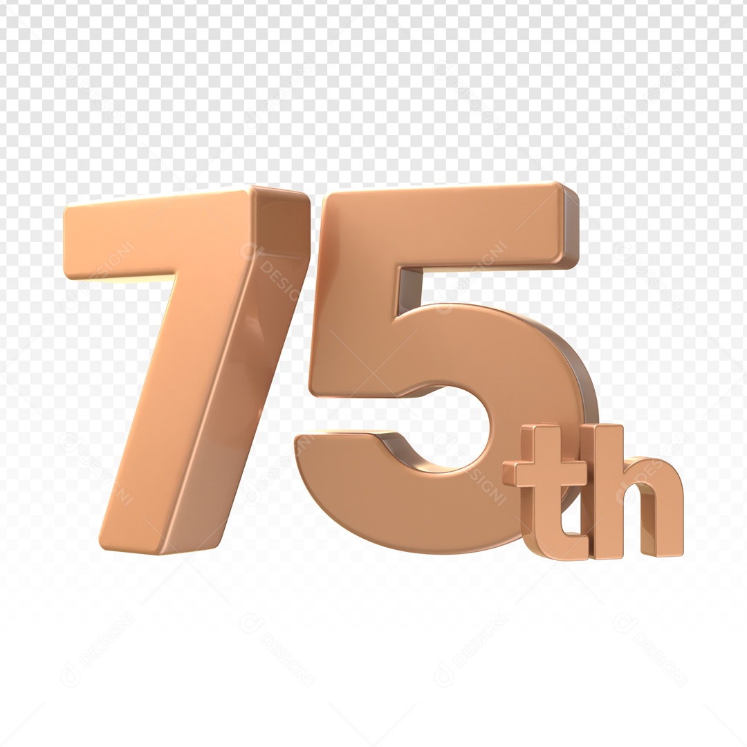 Numero 3D 75th Aniversario Para Composição PSD