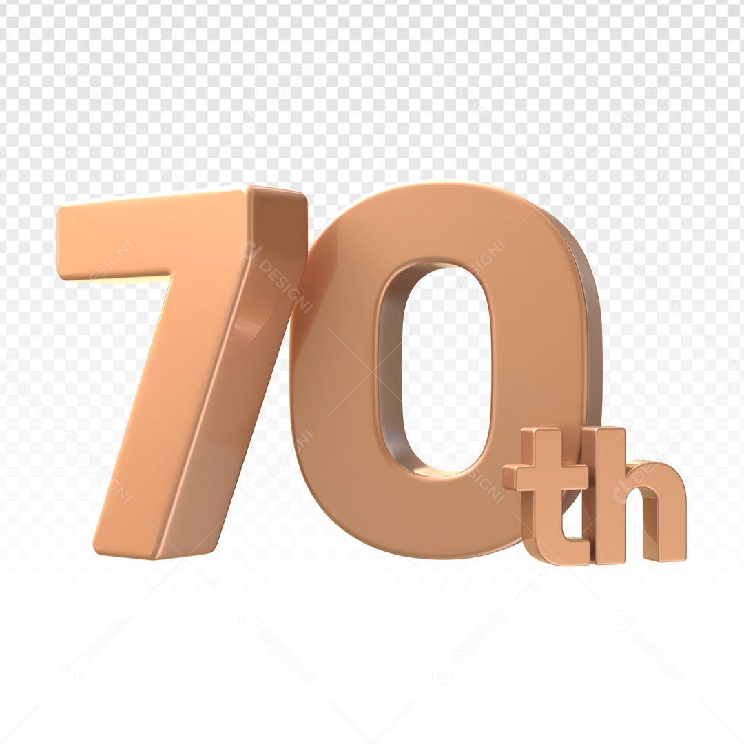 Numero 3D 70th Aniversario Para Composição PSD