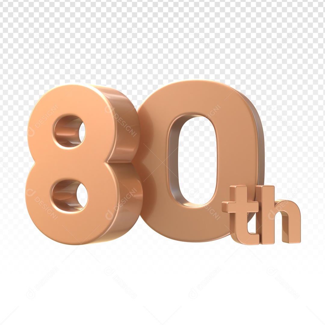 Numero 3D 80th Aniversario Para Composição PSD