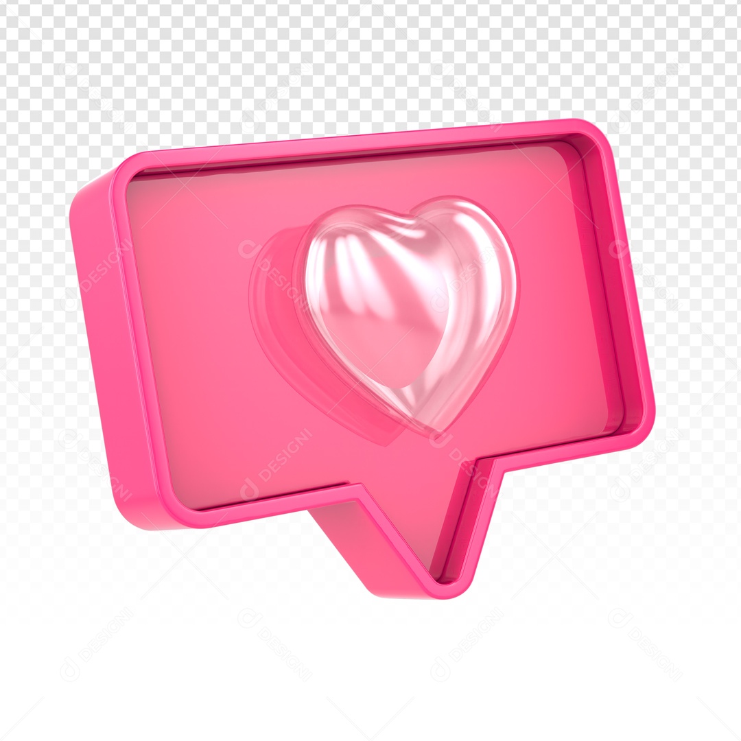 Emoji Rosa De Coração Rosa Elemento 3D PSD