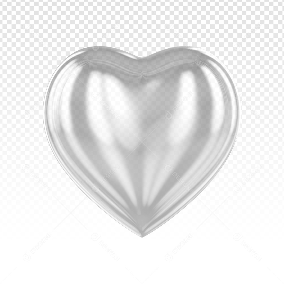 Elemento 3D De Coração Prata Para Composição PSD