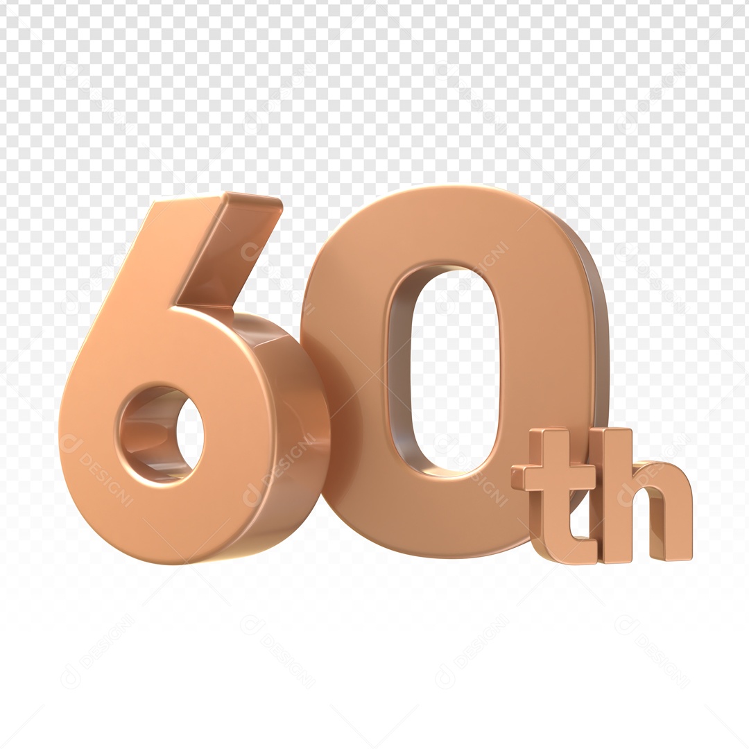 Numero 3D 60th Aniversario Para Composição PSD