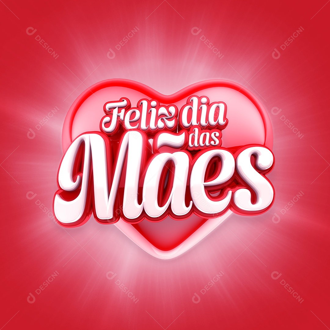 Selo 3D Feliz Dia Das Mães Para Composição PSD